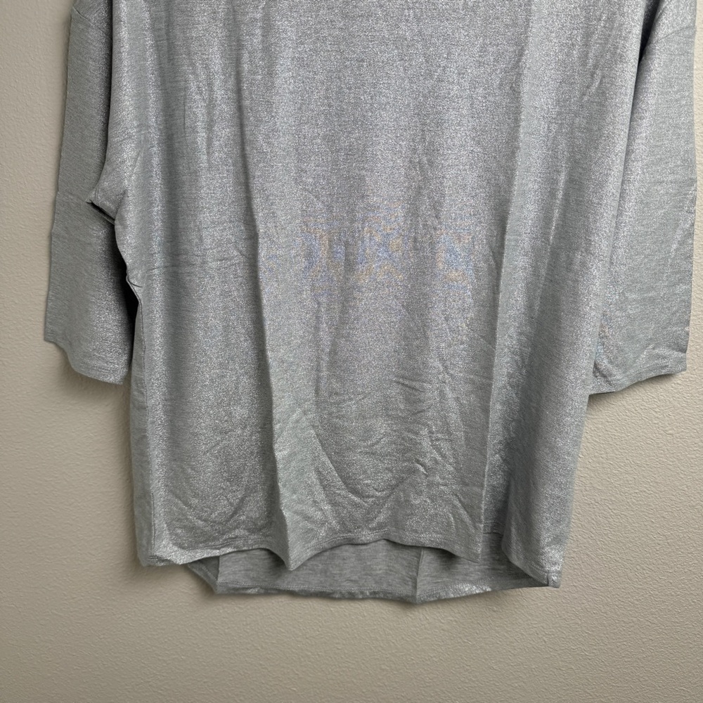 Majestic Filatures Metal Grey Metallic Elbow‎ Length Viscose T Shirt NEW - Picture 10 of 10